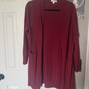 Knee length cardigan burgundy size XL